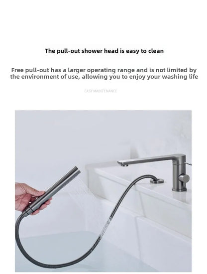 Luxury Gunmetal Black Bathtub Faucet Three Hole Mounting