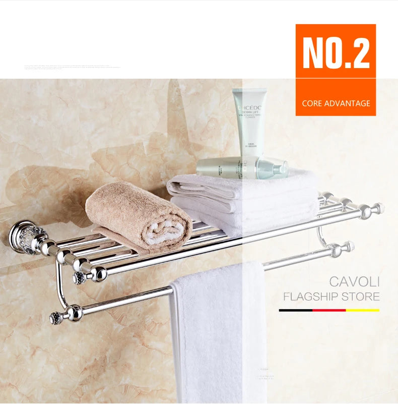 Luxury Crystal Silver Bathroom Chrome Polished Brass Bath