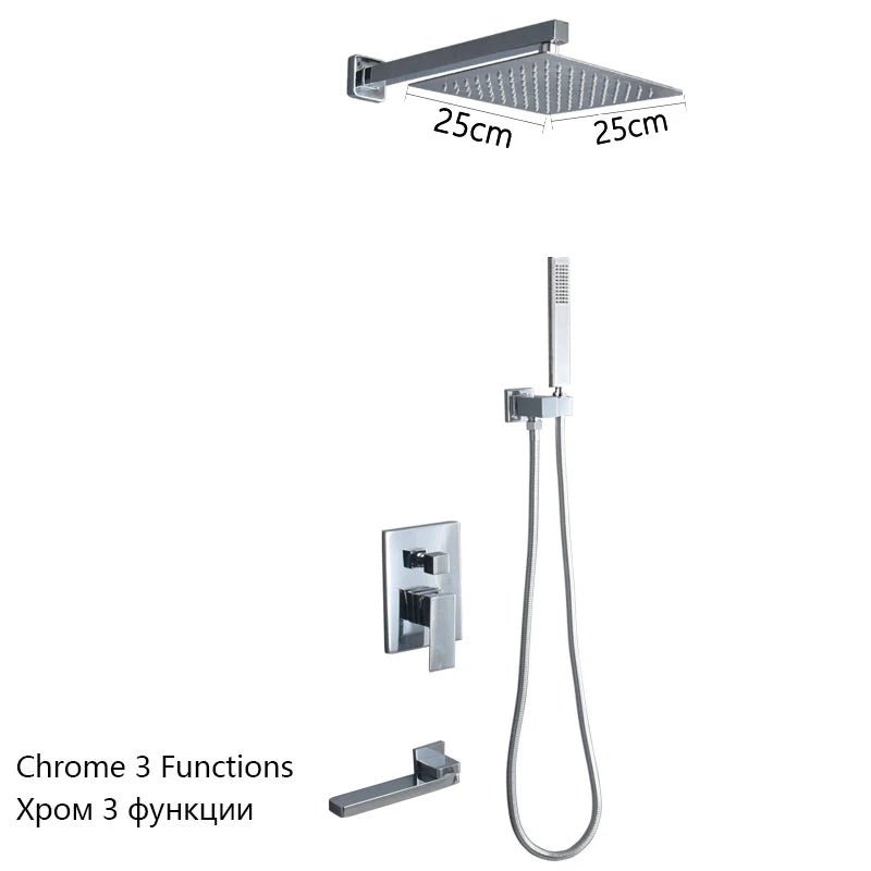 Luxury Brushed Gold/Black/Silver/Grey Hidden Bathroom Shower