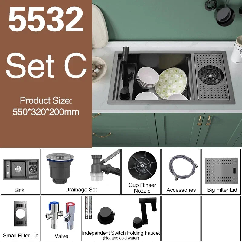 Asras Nano Black Small Size Sink Cup Washer