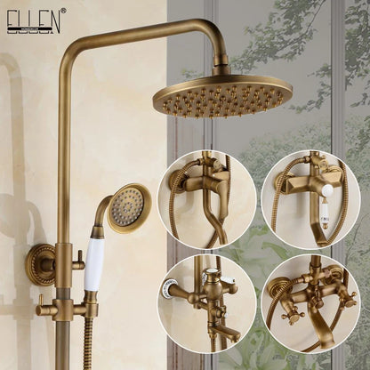 Bathroom Rain Shower Antique Bronze Wall Mounted Bath