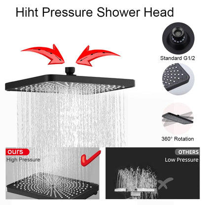 Large Panel Rectangle Rain Shower Head Handheld Spray