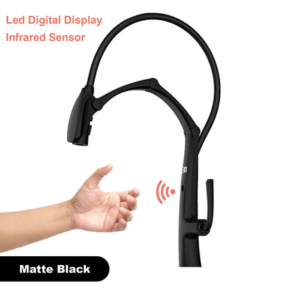 Luxury Gunmetal Brass Faucet Led Display Sensor&Pull-Out