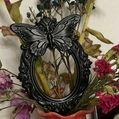 Black Butterfly Gothic Photo Frame Vintage Ornate Oval