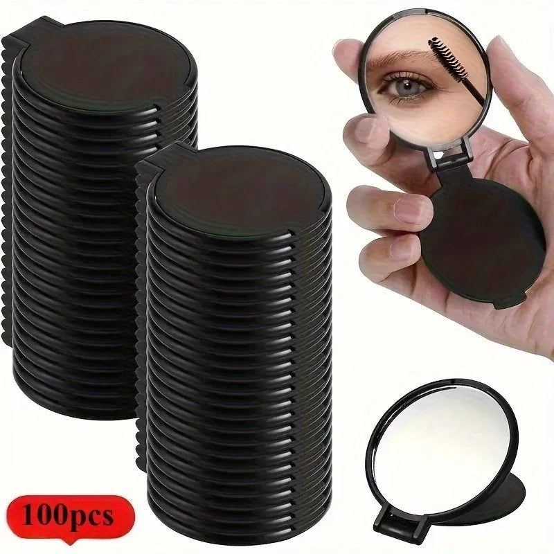 100pcs Mini Folding Makeup Mirror Circular Pocket Mirror