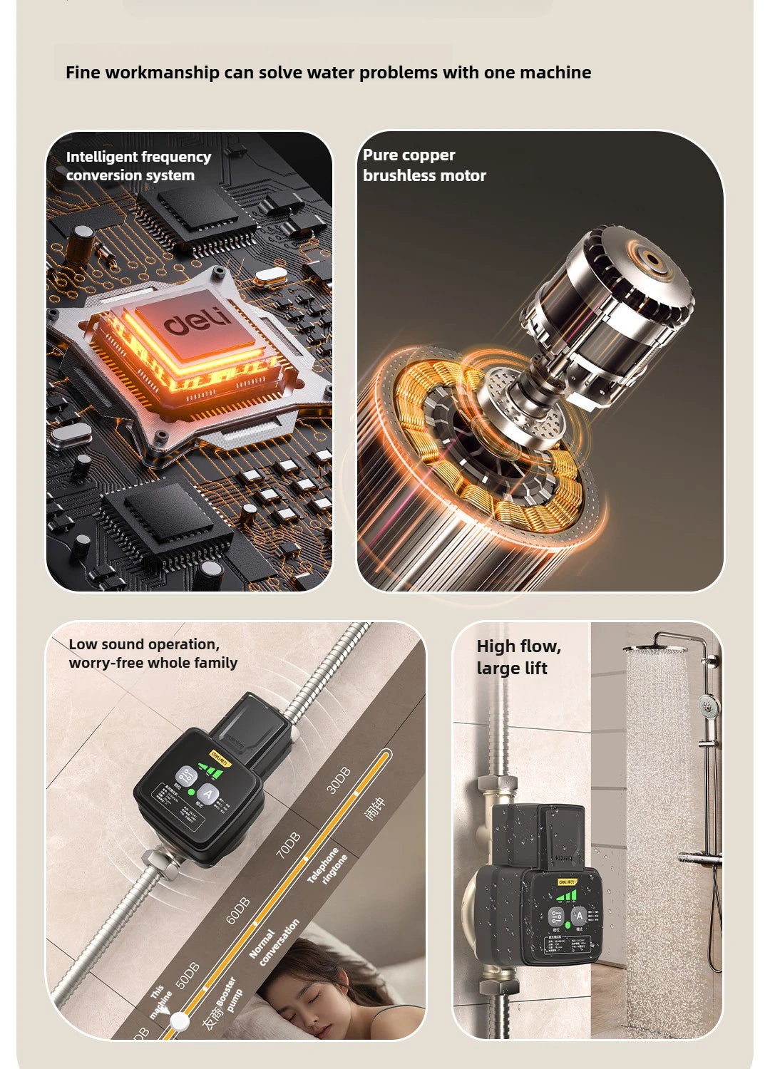 Deli High Power Permanent Magnet Booster Pump Tap