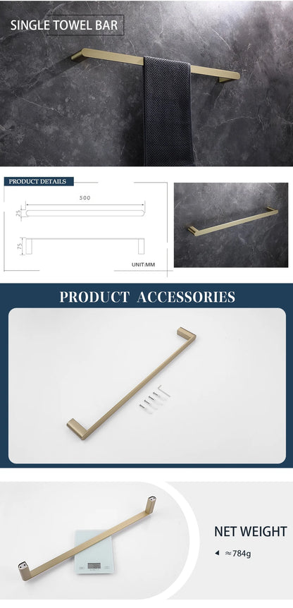 Brushed Gold Bathroom Toilet Brush Holder Toilet Paper