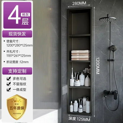 Stainless Steel Niche Bathroom Shelf-Embedded Tv Cabinet Style