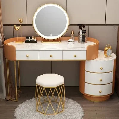 Pink White Vanity Table Women Luxury Nail European
