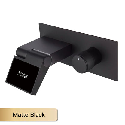 Intelligent Black Brass Bathroom Faucet Led Digital Display
