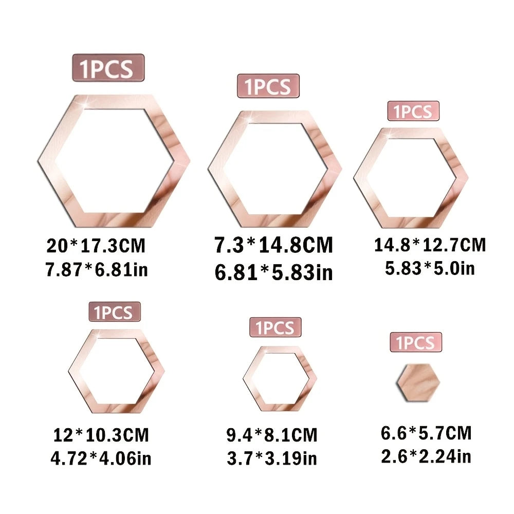 Hexagonal 2d Acrylic Wall Mirror Sticker Diy Geometric