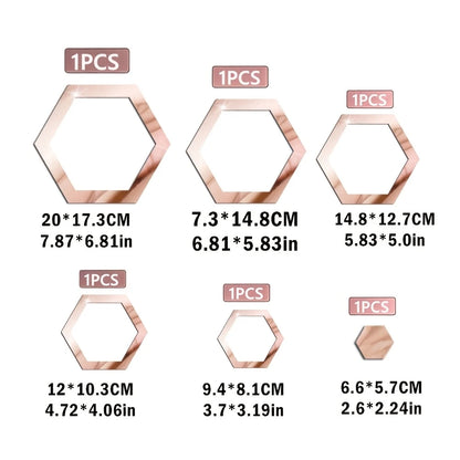 Hexagonal 2d Acrylic Wall Mirror Sticker Diy Geometric