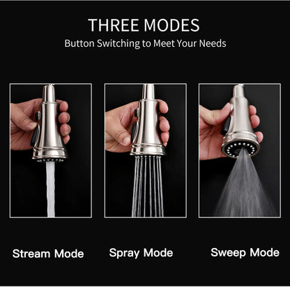 Brushed Nickel Faucets Handle Pull Out Tap Hole