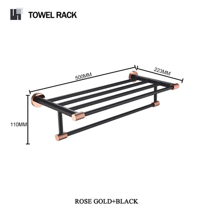 Rose Gold &Black Wall Mount Shelf Toilet Bath