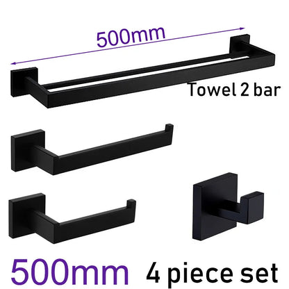 Black Bathroom Stainless Steel Wall Rack Towel Rack