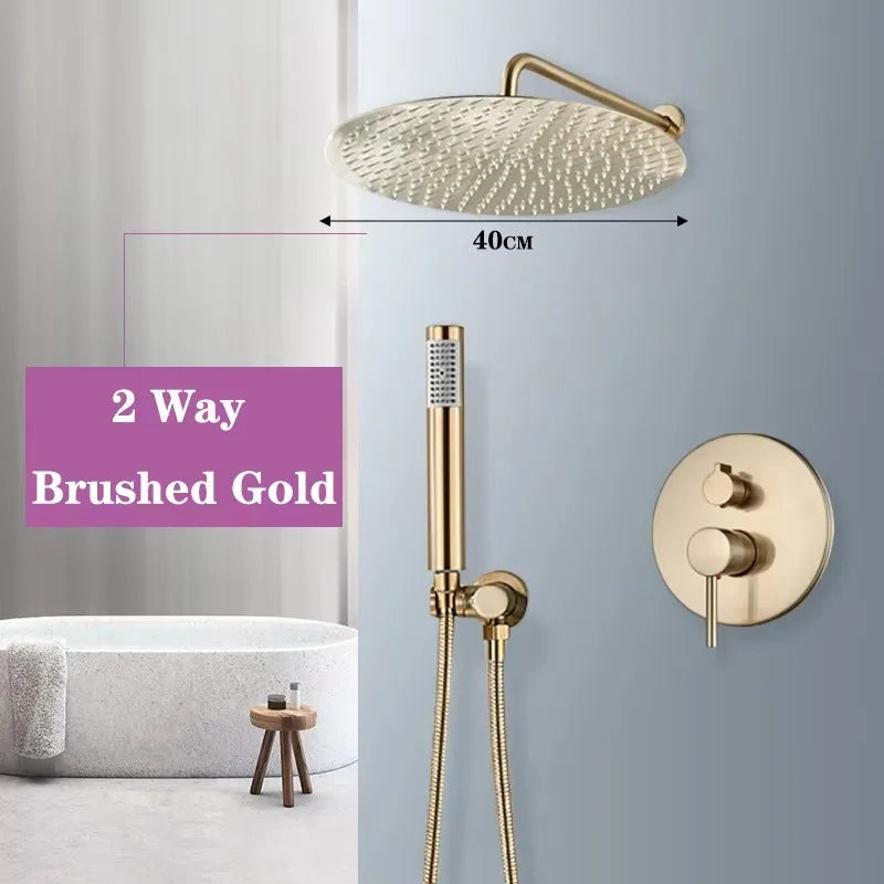 Zappo Gold Waterfall Faucet Roman Handheld Shower Deck
