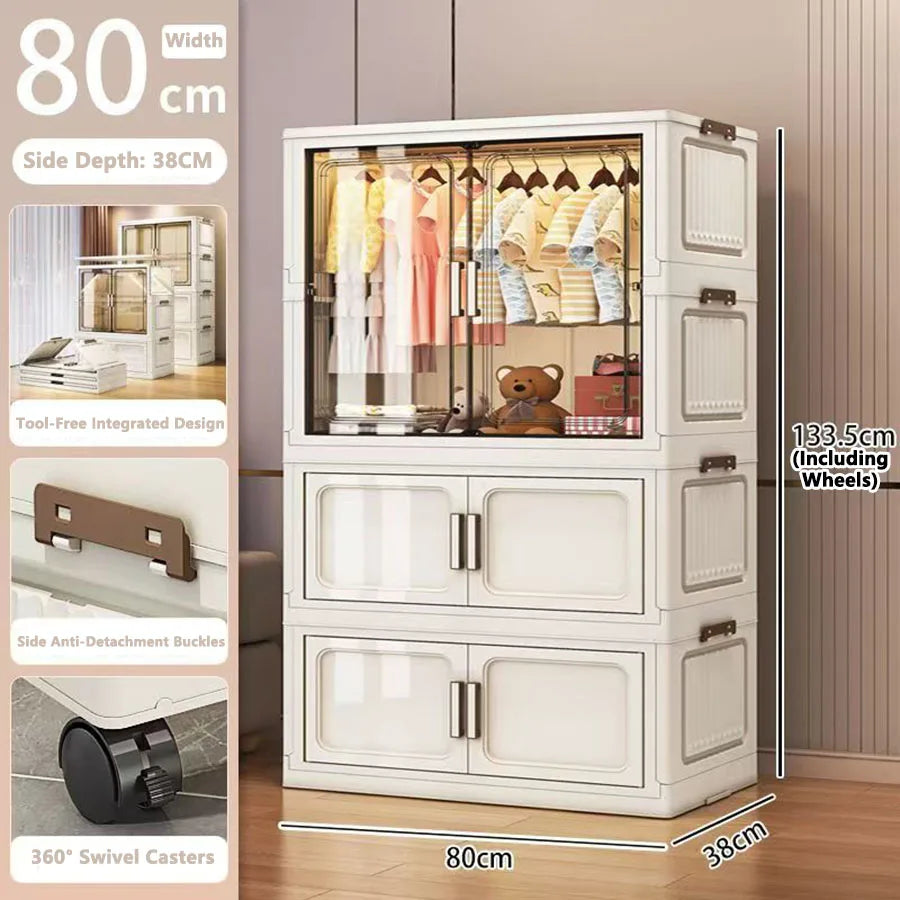 Multi-Functional Folding Storage Cabinet Doors White/Black/Gray