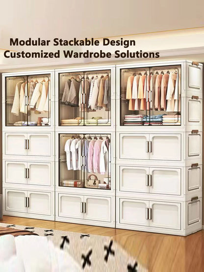 Multi-Functional Folding Storage Cabinet Doors White/Black/Gray