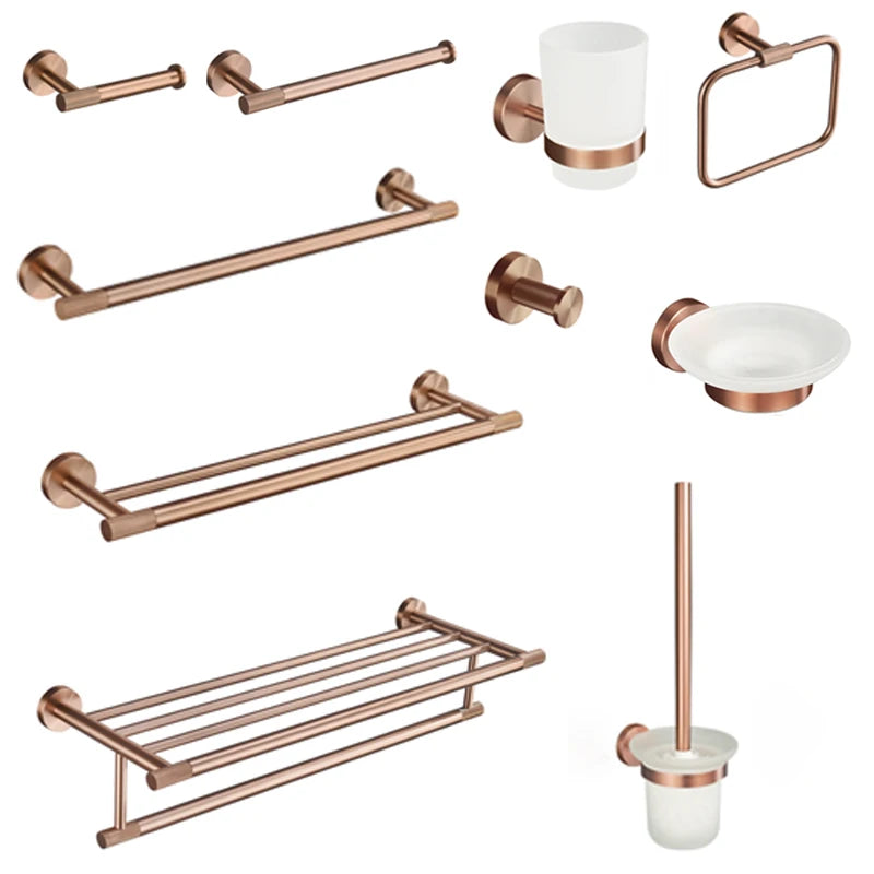 Brushed Rose Gold Brass Knurled Toilet Brush Holder