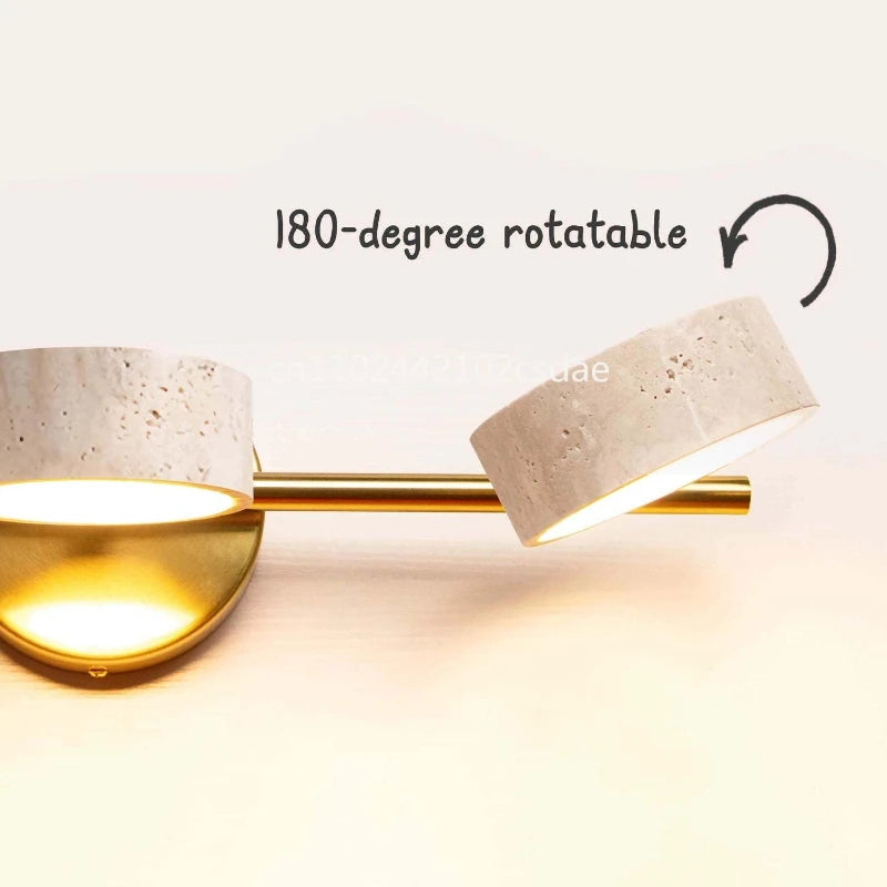 Natural Limestone Round Led Wall Lamp Double Sided