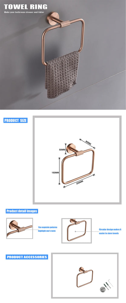 Brushed Rose Gold Brass Knurled Toilet Brush Holder