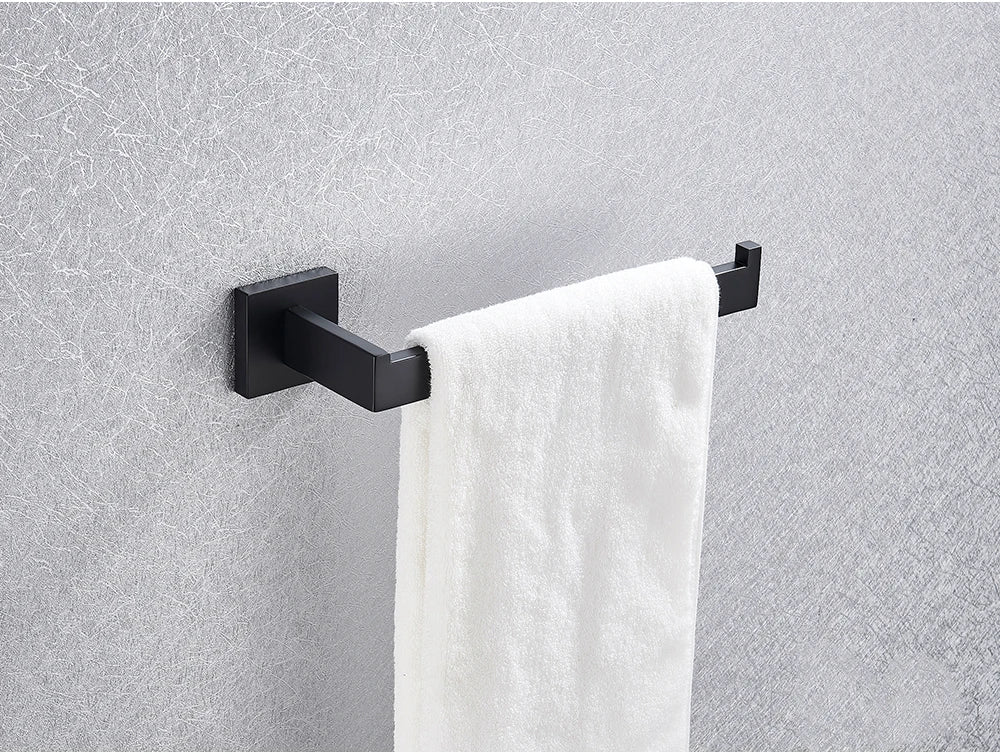 Bathroom Hardware Black Robe Hook Towel Rail Bar