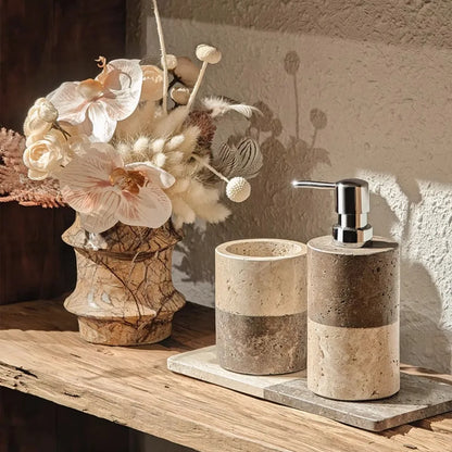 Marble Lotion Bottle Color-Blocked Leopard Print Mouthwash Cup