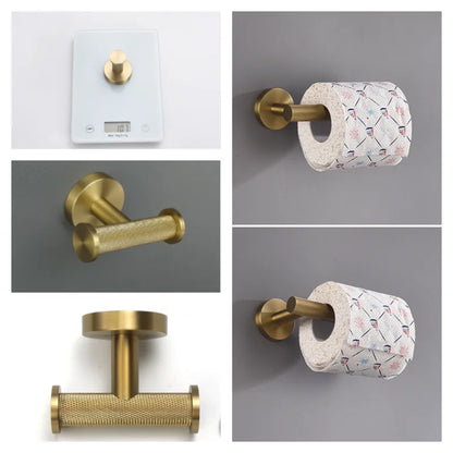 Brushed Gold Towel Bar Toilet Seat Rack Robe
