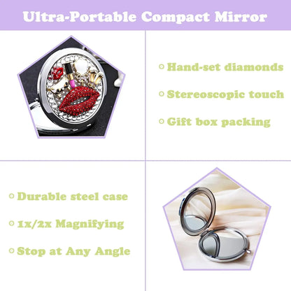 Compact Mirror 1x/2x Magnification Pocket Mirror Women 3inch