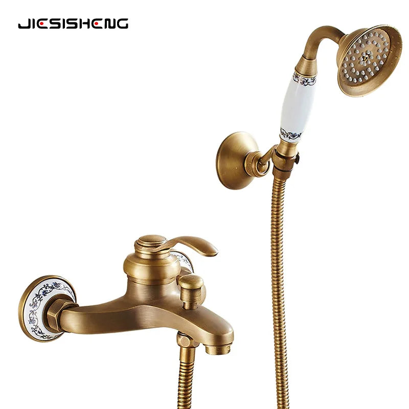 Antique Brass Simple Shower Without Overhead Spray Handheld