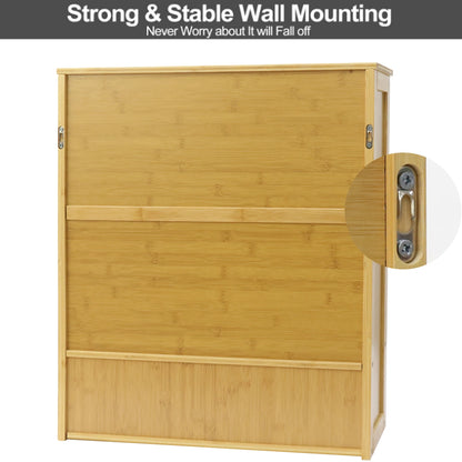 Wall Mounted Bamboo Bathroom Cabinet Storage Shelf Medicine