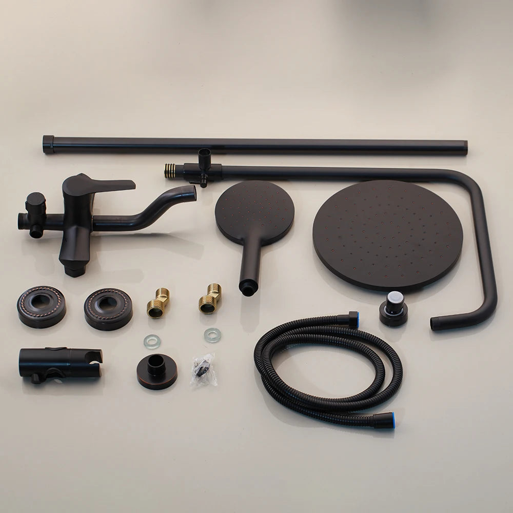 Jieni Matte Black Rainfall Shower Faucet Paint Black