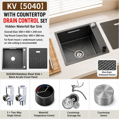 Modern Luxury Waterfall Sink Sus304 Stainless Steel Hidden