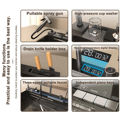 Modern Stainless Steel Sink Sinks Digital Display Large