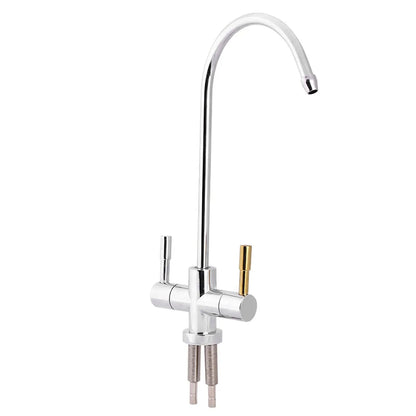 1/4 Double Holes Sink Faucet Tap Chrome Reverse