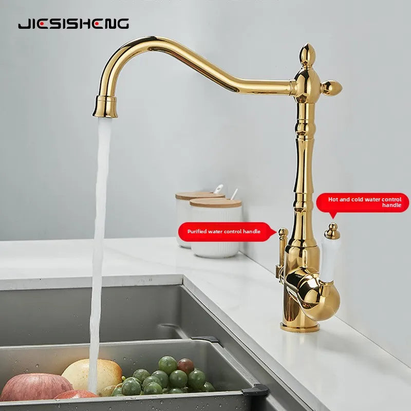 Brass Light Luxury Three-In-One Pure Water Faucet Sink