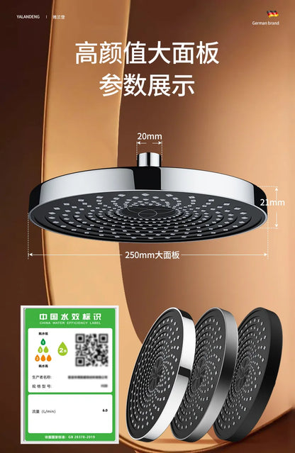 Large Flow Rainfall Shower Head 25cm Top Sprayer