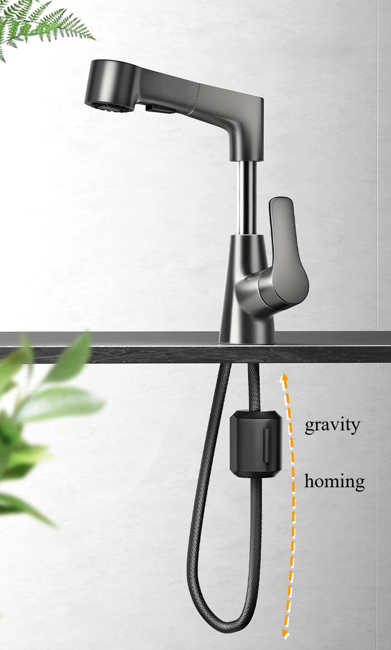 Basin Faucet Bathroom Pull Out Lift Mixer Tap