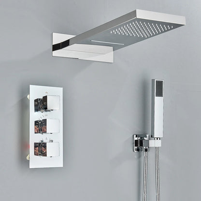 Rozin Matte Black Thermostatic Shower Faucet Wall Mount