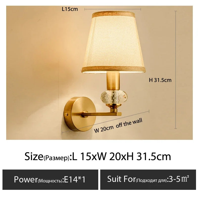 Modern Wall Sconce White Fabric Shade E27 Gold