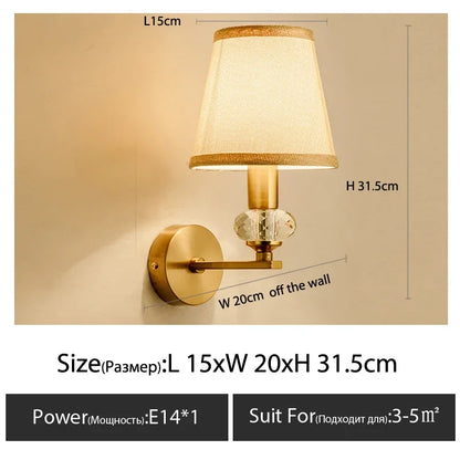 Modern Wall Sconce White Fabric Shade E27 Gold