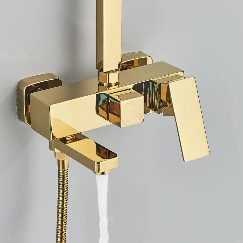 Golden Shower Faucet Rainfall 3/4-Way Bathtub Tap Bathroom