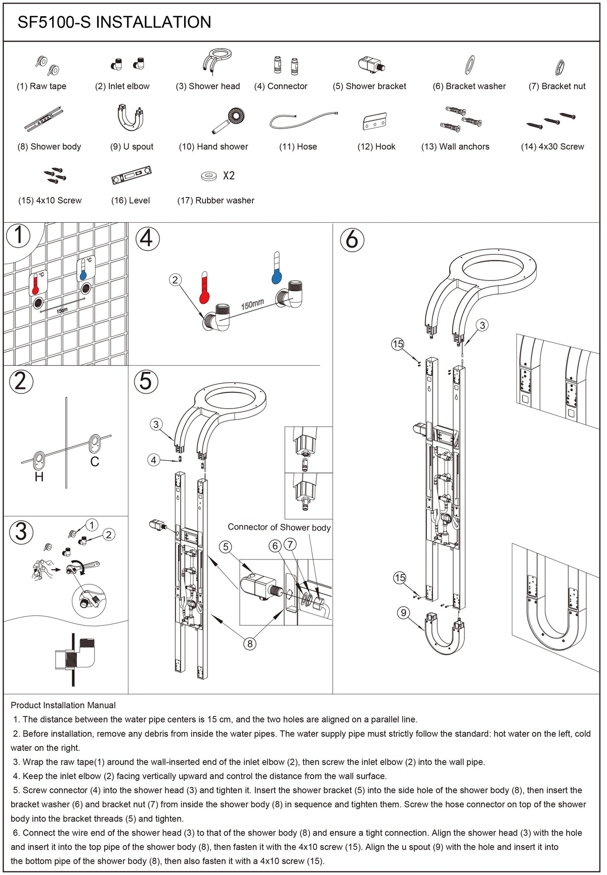 Luxury Wall Mounted Spa Massage Shower Panels System