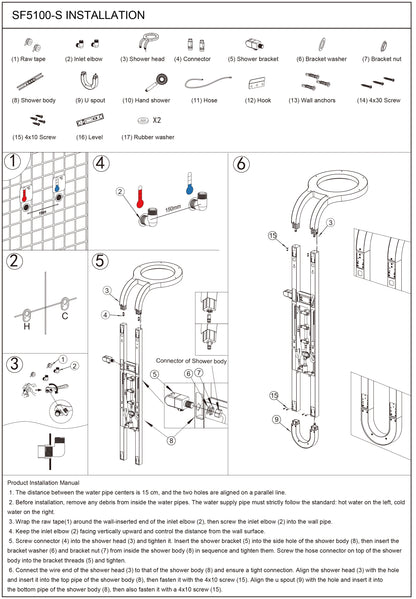Luxury Wall Mounted Spa Massage Shower Panels System