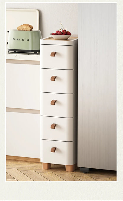 Narrow Multi-Layer Drawer Style Storage Cabinet Bathroom