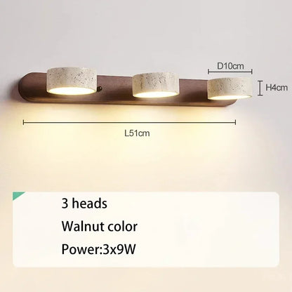 Nordic Travertine Stone Wall Lamps Rotatable Mirror Light