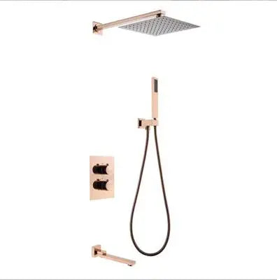 Tuqiu Bathroom Shower Rose Gold Square Rainfall Shower