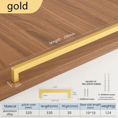 Square 500mm Extended Long Handle Wardrobe Door Handle