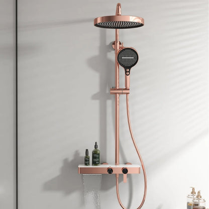 Kemaidi Rose Gold Bathroom Shower Rainfall Cold Control