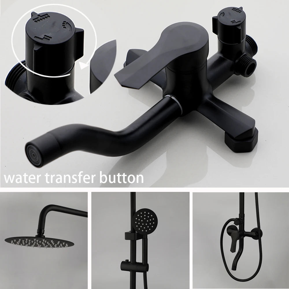 Kemaidi Matte Black Shower Wall Mounted Rainfall Shower